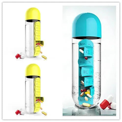 Direct Selling Two-In-One Water Cup Pill Box 7-Day Pill Box 7 Grids Outdoor Easy To Carry Water Bottle One Week With Pill Box Cup - Bellarte Enchanté Direct Selling Two-In-One Water Cup Pill Box 7-Day Pill Box 7 Grids Outdoor Easy To Carry Water Bottle One Week With Pill Box Cup